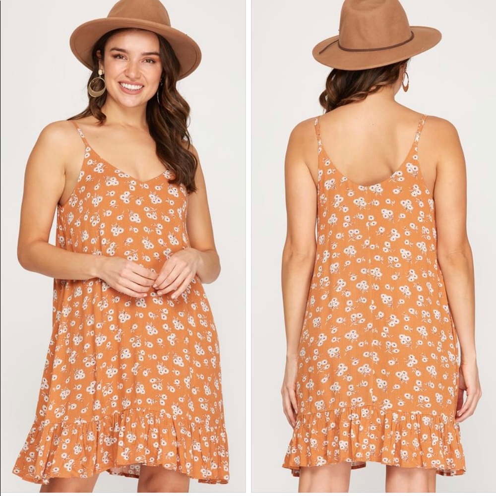 NWT She + Sky Burnt Orange Cami Dress